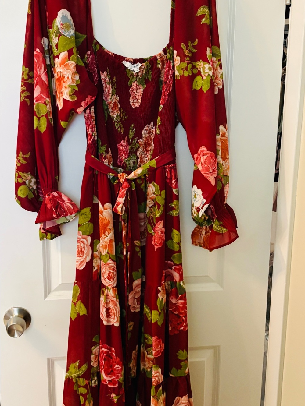 Baltic Born Red Floral Off-Shoulder Maxi Dress